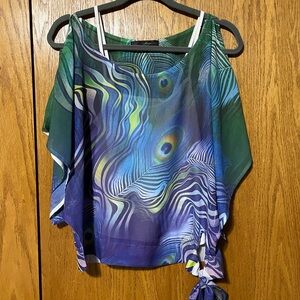 Colorful Peacock Print Women's Top